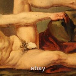 Nude signé ancien tableau du 19ème siècle peinture huile étude d'homme 800