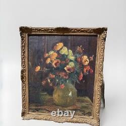 Octave Guillonnet (1872-1967) Tableau Ancien Huile Nature Morte Bouquet Fleurs