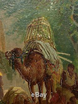 Orientaliste, LEntrée du Caire, signé, 1873 Tableau ancien