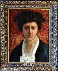 Portrait Femme Qualite Impressionnisme Huile Vers 1880 Peinture Tableau Ancien