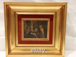 Paire De Tableaux Anciens Huile Sur Bois Scenes Taverne Medieval