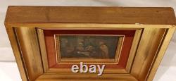 Paire De Tableaux Anciens Huile Sur Bois Scenes Taverne Medieval