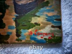 Paire d'anciens tableaux Huile sur toile 50 x 16cm signé A. Company Vue Venise