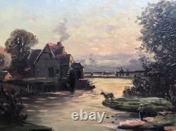 Paire de tableaux anciens PAYSAGES DE RIVIÈRE Signés Fort ou Fori Éc. Italienne