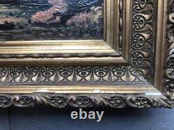 Paire de tableaux anciens PAYSAGES DE RIVIÈRE Signés Fort ou Fori Éc. Italienne