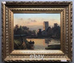 Paire de tableaux anciens PAYSAGES DE RIVIÈRE Signés Fort ou Fori Éc. Italienne