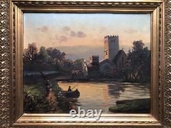 Paire de tableaux anciens PAYSAGES DE RIVIÈRE Signés Fort ou Fori Éc. Italienne