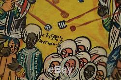 Paire de tableaux anciens judaisme exode nativité rite huile sur toile rare
