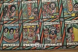Paire de tableaux anciens judaisme exode nativité rite huile sur toile rare