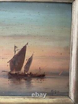 Paire de tableaux peintures anciens signés Malfroy marine