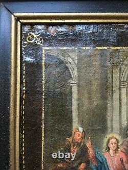 Paire de tableaux religieux anciens, Peintures miniatures, Vierge, Christ, XIXe