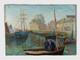 Paolo Vetri Tableau Ancien Marine Port Huile Sur Toile Sign&eacute;e Voiliers P&ecirc;cheurs