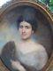 Paul Leroy-1860-1942Tableau ancien/Huile/toile ovale-Portrait FEMME-hermine-oil