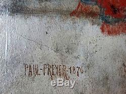 Paul Preyer (Allemand, 1847-1931) Ancien Tableau Peinture Huile Original Antique