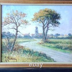 Paysage Impressionniste Tableau Ancien Huile sur Toile Signée Encadrée