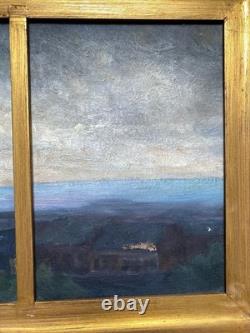 Paysage Triptyque Village Église Signé Alfred DEFIZE Tableau Ancien Huile Belge