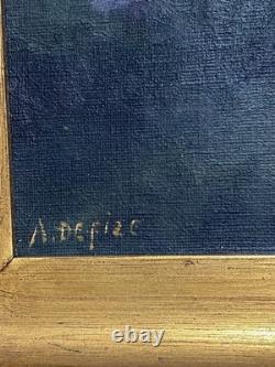 Paysage Triptyque Village Église Signé Alfred DEFIZE Tableau Ancien Huile Belge