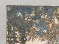 Paysage arboré, huile sur toile, tableau ancien, peinture