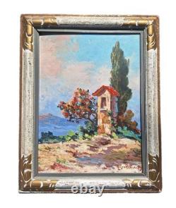 Peinture Ancienne Huile Provence Paysage Arbres Tableau Encadré Signé