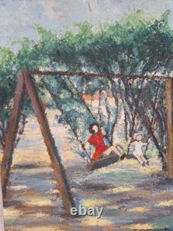 Peinture Ancienne Huile Scène De Vie D'enfants Dans Un Jardin Tableau Encadré Peinture Ancienne Huile Scène De Vie D'enfants Dans Un Jardin Tableau Encadré
