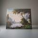 Peinture Ancienne Huile Sur Toile Paysage Arbres Bord De Lac. Tableau Sign&eacute;