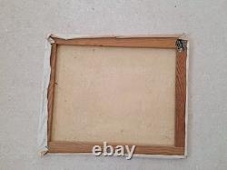 Peinture Ancienne Huile Sur Toile Paysage Arbres Bord De Lac. Tableau Signé