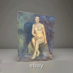 Peinture Ancienne Huile Sur Toile Scène De Genre Portrait Femme Tableau