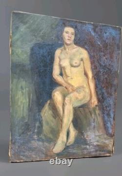 Peinture Ancienne Huile Sur Toile Scène De Genre Portrait Femme Tableau