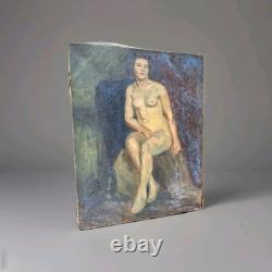 Peinture Ancienne Huile Sur Toile Scène De Genre Portrait Femme Tableau