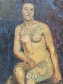 Peinture Ancienne Huile Sur Toile Scène De Genre Portrait Femme Tableau