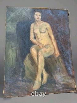 Peinture Ancienne Huile Sur Toile Scène De Genre Portrait Femme Tableau