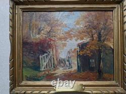 Peinture Ancienne Huile paysage impressionniste Tableau Maurice Proust
