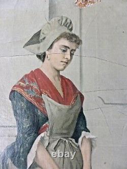 Peinture Ancienne Tableau Hst De Auguste Serrure 19eme Siecle A Restaurer Femme