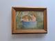 Peinture Ancienne huile Personnage Scène Enfants Tableau Miniature Encadré Signé