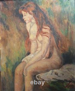 Peinture Huile Portrait Femme Scène De Genre Ancien Tableau Reproduction Renoir