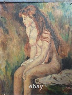 Peinture Huile Portrait Femme Scène De Genre Ancien Tableau Reproduction Renoir