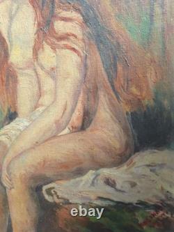 Peinture Huile Portrait Femme Scène De Genre Ancien Tableau Reproduction Renoir