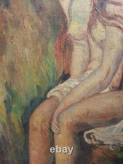 Peinture Huile Portrait Femme Scène De Genre Ancien Tableau Reproduction Renoir