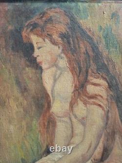 Peinture Huile Portrait Femme Scène De Genre Ancien Tableau Reproduction Renoir