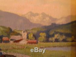 Peinture Pyrenees Comminges Signe Ancien Montagne Mountain Tableau Art Luchon