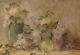 Peinture Tableau Ancien Huile signé Jakub Obrovsky, Nature Morte, Bouquet Fleurs
