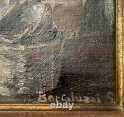 Peinture Tableau ancien Le vignreron XIX -XX em siècle vin raisin