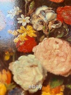 Peinture Tableau ancien huile sur toile Bouquet de Fleur (L15/A22)