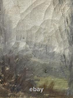 Peinture ancien tableau signée CH. Paris Paysage rural français Huile sur toile