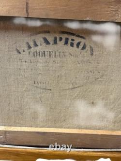 Peinture ancien tableau signée CH. Paris Paysage rural français Huile sur toile