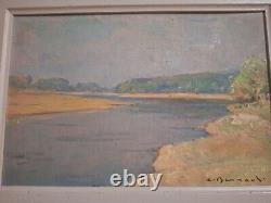 Peinture ancienne huile paysage bord de mer tableau encadré painting oil