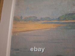 Peinture ancienne huile paysage bord de mer tableau encadré painting oil