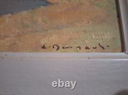 Peinture ancienne huile paysage bord de mer tableau encadré painting oil