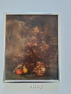 Peinture ancienne huile sur toile nature morte tableau encadré impressionniste