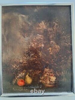 Peinture ancienne huile sur toile nature morte tableau encadré impressionniste